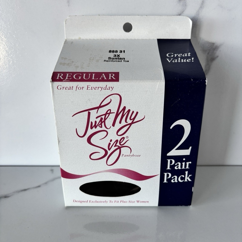 Just My Size Reinforced Toe Pantyhose Size 3X Suntan ONLY ONE PAIR in box READ
